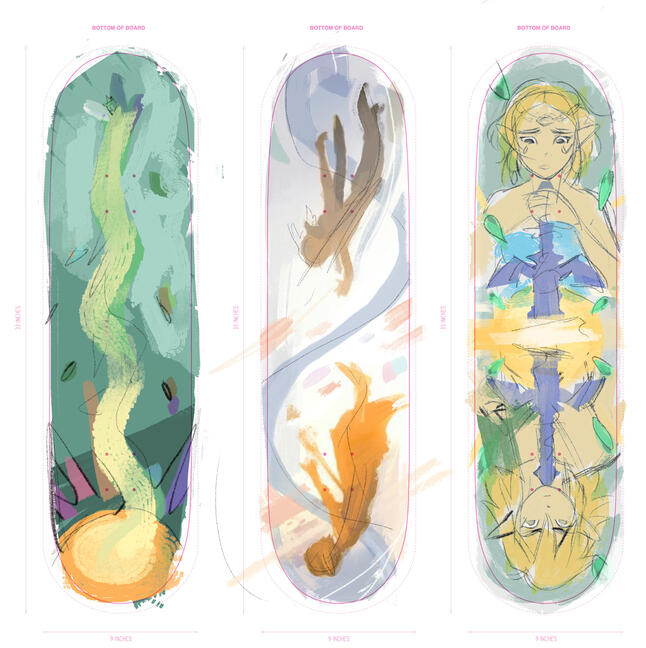 tears of the kingdom skateboard designs