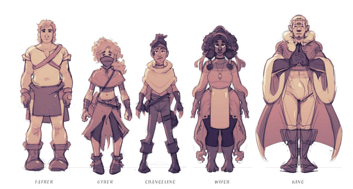 various character designs for a personal project revolving around changelings