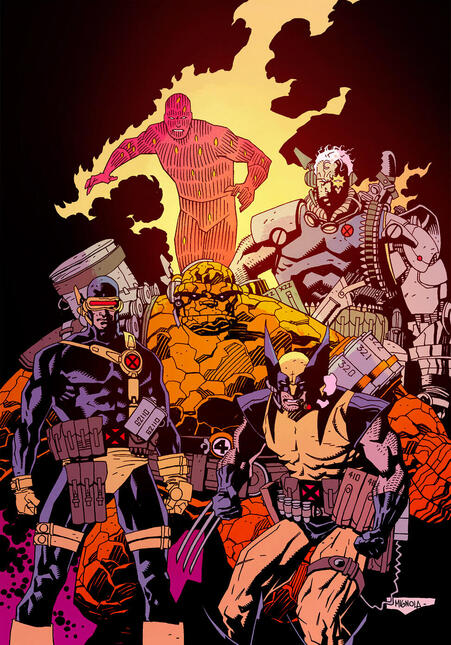 X-Men &amp; Fantastic Four. Lines by Mike Mignola. (colorjam)